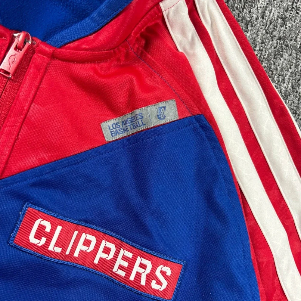 Vintage Y2K Los Angeles Clippers Adidas Basketball Track Jacket Blue Red XL